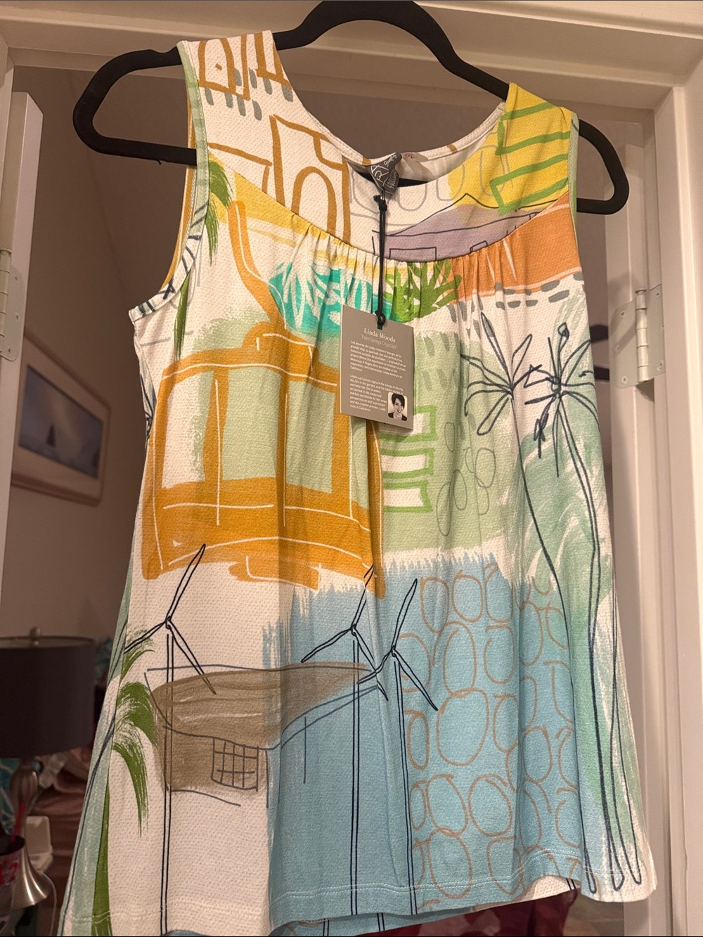 Simply RVLT Tropical Print Tank Top - Teal & Mustard